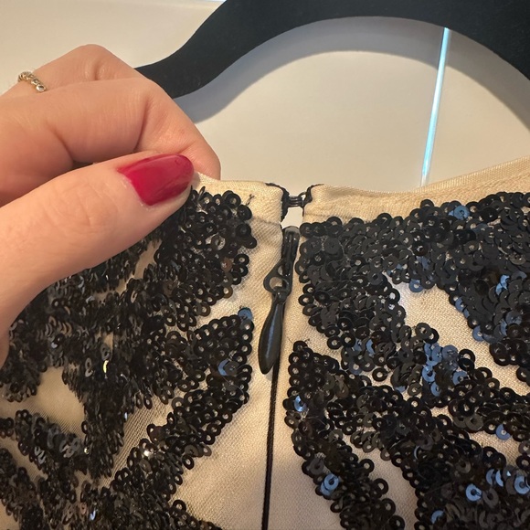 Bebe Mesh + Sequin Cocktail Party Dress - Picture 7 of 8